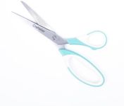 Craftelier - Universal Large Stainless Steel Craft Scissors - Ergonomic Handle and Pointed Finish | Suitable for Left and Right Handers | Size 21,59 cm - Colour Turquoise and White