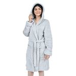 Sleepdown Women's Teddy Fleece Robe, Grey, 16-18