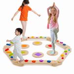 HOMCENT Kids Wooden Balance Beam,Wooden Balance Beam with Stepping Stones,Balance Board for Toddler,Montessori Toy Build Coordination,Agility and Strength,Obstacle Course for Toddler Indoor Outdoor