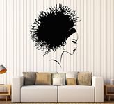 Vinyl Wall Decal Afro Hairstyle Beautiful Black Girl Hair Salon Stickers Large Decor (1405ig) Black