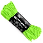 Atwood Rope MFG 550 Paracord 100 Feet 7-Strand Core Nylon Parachute Cord Outside Survival Gear Made in USA | Lanyards, Bracelets, Handle Wraps, Keychain (Neon Green)