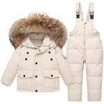 Kids 2-Piece Snowsuit Toddler Baby Boys Girls Winter Wear Down Jacket Ski Jacket & Snow Bib Pants Ski Suit, 18-24 Months