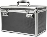 Large Capacity Locking Box，Lockable Medication Box with Portable Storage Case, 38x 22x 24cm, Childproof Medicine Lock Organizer, Locked Empty First Aid Storage Case (Grey/X-Large)