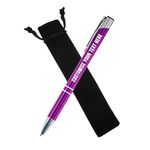 Trimming Shop Personalised Ballpoint Pen with Black Pouch | Customise with Your Name or Message | Black Ink Medium Point Refillable Engraved Pen for Men Women Business promotion Wedding Gift (Purple)