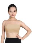 DChica Slip-on Strapless Bra for Teenagers, Girls Sports Cotton Non Wired Non-Padded Crop Top Bra Full Coverage Gym Stylish Seamless Workout Training Bra for Kids (Pack of 1)