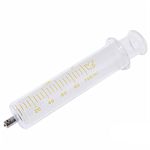 1 Pack Glass Syringes with Caps, 100ml Luer Lock Reusable Glass Syringe, Metal Luer Lock Caliber Injector Laboratory Sampler for Laboratory