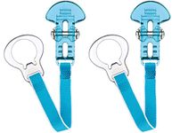 MAM Soother Clips, 2 count (Pack of 1), Baby Soother Chain Fits All MAM Soothers, Newborn Essentials, White with Blue Strap (Soothers Not Included)