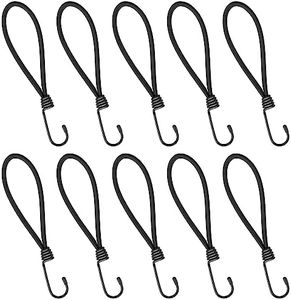 7 Inch Small Bungee Cord with Hooks Bungee Straps Bungee Cords Heavy Duty Outdoor Black Mini Bungee Cords with Hooks for Camping, Tarps, Tents, Hiking Accessories 10 Pack