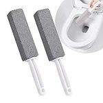 Hotype Pumice Cleaning Stone with Handle, Toilet Bowl Ring Cleaner Pumice Stone, Foot File Sticks, Paint& Pool Tile Cleaner Brush for Kitchen/Bath/Pool/Household/Feet Cleaning, 2 Packs