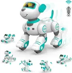 STEMTRON Programmable Remote Control Robot Cat Robot Dog for Kids, Interactive Robotic Dog Robotic Cat, Robo Dog Robo Cat, RC Robot with Touch Sensing, LED Eyes, Dance & Music