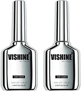 Vishine New Technology Protective Ultra Glossy 2Pcs of 16ml No Wipe Top Coat for Chip Free Long Lasting Soak Off Gel Nail Polish, 0.54 oz