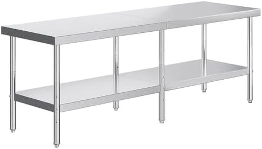 Jocisland 30" x 96" Stainless Steel Table for Prep & Work Adjustable Under Shelf and Feet, for Commercial Kitchen, Restaurant, Hotel and Garage