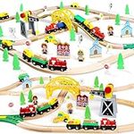 TOY Life Wooden Train Set with Cran