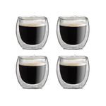 Cuisinox Double-Wall Insulated Clear Glass Espresso Coffee Cups, Set of 4, 3.5 oz