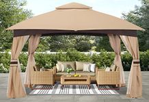 ABCCANOPY Outdoor Gazebos for Patio with Netting and Pole Coverings (10x10, Beige)