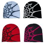 4Pcs Spider Web Beanie for Women Man Graphic Beanies Y2k Beanie Madame Beanies Y2k Spider Beanie Hats for Men Y2k Accessories Streetwear Beanies Winter Warm Y2K Gothic Beanies Casual Outdoor y2k Hat,