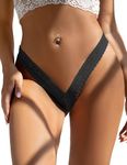 ohmydear Sexy Micro Thongs for Women, Cheeky G-Strings Lace Thong Black Ladies Knickers Sexy Panties Plus Size Underwear Bikini Briefs Sheer Knickers Size 14