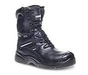 Apache Workwear Men's Combat Safety Boot | UK Size 11 | Composite Anti Scuff Toe Protection | Black Leather High Leg Shoe | Waterproof and Breathable Inner Lining