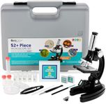 AmScope M30 Series 52-Piece STEM Microscope Kit for Kids - Monocular, Portable Compound Microscope for Kids - Includes Petri Dish, Slides & More - Black