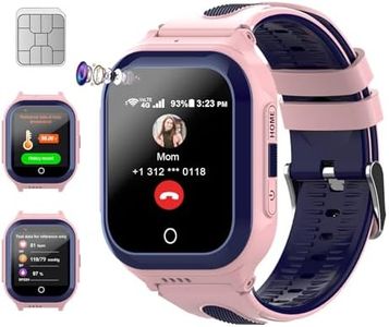 Wonlex Newest 4G Kids Smartwatch with SIM Card, 1.4" GPS Smart Watch for Kids, Boys Girls Phone Watch With Temperature HR BP Monitor, Video Calls, SOS, Camera, Pedometer, Alarm, Music Player, Pink