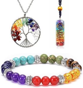 7 Chakra Crystals Healing Bracelet Necklace Stone Tree of Life Pendant positive Energy Yoga Spiritual Natural Gemstone Jewelry Set Triple Protection Bracelet Bring Wealth Luck Prosperity Orgone Pendant Black Tourmaline Necklace for Crystals Healing Energy 7 Chakra Crystal Bracelets Lava Bead Balancing Chakra Crystal and Healing Stones Jewelry Gift