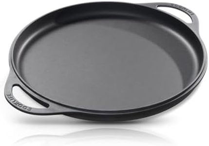 COOKLIFE 12 Inch Smooth Cast Iron Griddle with Pan Scraper and Mesh Dish Scrubber, Round Pre-Seasoned Griddle Pan for Stove Top, Dishwasher & Oven Safe Pizza Pan