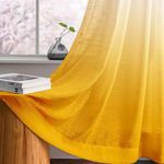 HOMADORN Ombre Printed Linen Textured Sheer Curtains for Living Room, Bedroom, Dining Room, Kitchen, Bathroom (7 FEET, White + Yellow)