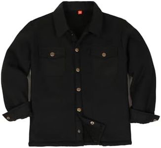 ZENTHACE Kids Boys Girls Sherpa Fleece Lined Flannel Shirt Jacket Fall Winter Thick Warm Flannel Shacket Coat Solid Black XL Size14-16