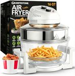 Big Boss 16Qt Extra Large Glass Air Fryer Non Toxic – Family Sized 4 in 1 Cooker with 3 Cooking Sections, Stainless Steel Racks for French Fries, Chicken, No Preheat, Self Cleaning, Dishwasher Safe