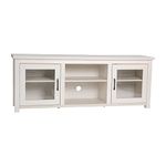 Flash Furniture Sheffield TV Stand up to 80" TVs - Modern White Wash Finish & Full Glass Doors - 65" Engineered Wood Frame - 3 Height Adjustable Shelves, 16" D x 65" W x 23.625" H