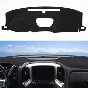 Dash Cover Mat Fit for 2019-2022 2023 2024 2025 Chevy Chevrolet Silverado 1500 2500HD 3500HD, 2019-2023 GMC Sierra 1500 2500HD 3500HD w/o Head Up Display and Speaker Cutout Dash Pad Protector