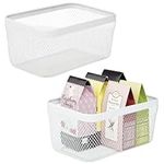 mDesign Set of 2 Wire Storage Basket — Wire Basket for Storing Diverse Items — Metal Basket for Kitchen, Bedroom, Bathroom — 30.5 cm x 22.9 cm x 15.2 cm — White