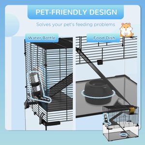 PawHut 3-Tier Hamster Cage – Spacious Small Pet Habitat
