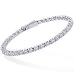 Moissanite Tennis Bracelets for Women, 925 Sterling Silver 18K White Gold Plated Bracelet Jewelry, 3MM Dainty Wedding Bracelets for Women Trendy Birthday, 3mm 8in, moissanite