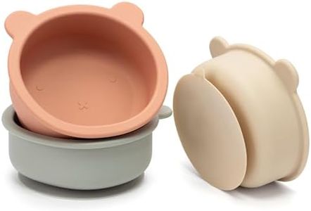 MOJINL Lot de 3 bols en silicone pour bébé avec ventouse - Antidérapants - Avec aspiration - Passent au micro-ondes - Pour bébé - Sans BPA - Pour enfants et tout-petits, TW-8497