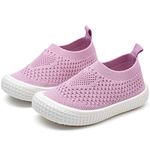 DimaiGlobal Baby Boys Girls Soft Sole Shoes Knit Shoe First Walking Trainers Breathable Lightweight Toddler Sneaker Anti-Slip Prewalkers Outdoor Sneakers Pink