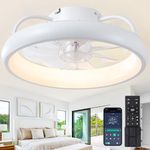 Ceiling Fans,Flush Mount Ceiling Fans with Lights and Remote Control, Low Profile Ceiling Fan with Light and Remote, Modern Ceiling Fan, Reversible, Dimmable, Noiseless(White)