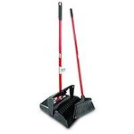 Libman Commercial 919 Lobby Dust Pan and Broom Set (Open Lid), 41" Length, 12" Width, Black/Red (Pack of 2)