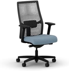 HON Ignition 2.0 ReActiv Ergonomic Office Chair with Lumbar Support, Breathable Flex-Back Adjustable Office Chair, Synchro-Tilt Recline, Swivel Wheels - Home Office Desk Chair for Back Pain - Blue