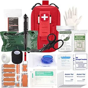 Ifak Med Trauma Kit, Molle Tactical Emergency First Aid Kit,Red Military Survival Molle EMT Medical Kit Refill Supplies Fot Duty Belt