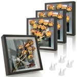 APACALI 4 Pack Shadow Box Frame 8 x 8 Inch, 20 x 20cm Deep Box Frames, Box Frames for Crafts 3D Deep, Deep Picture Frame 3cm Inner Depth, Deep Frame Display Box for Photos Flowers Memories, Black