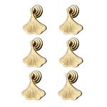 Morobor Ginkgo Leaf Shape Knob Handles, 6pcs Golden Drop Pendant Pull Handle,Hardware Drawer Single Hole Handle for Wardrobe Cupboard Closets Cupboard