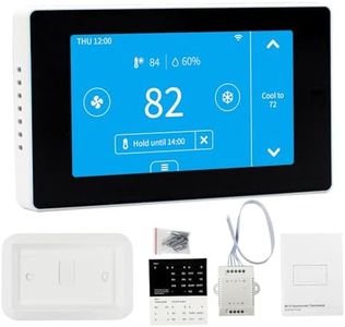 WiFi Thermostat for House with C-Wire Adapter, Programmable Smart Thermostat Compatible with Alexa and Google Assistant,7day/4period Programmable,Energy Saving, Large Screen Size 4.3", C-Wire Require