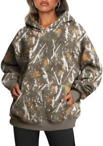 Trendy Queen Womens Camo Hoodies Oversized Fleece Sweatshirts Fall Fashion 2025 Pullover Sweaters Winter Clothes Camo Maple M