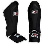 3X Sports Shin Guards Kickboxing Muay Thai, MMA Martial Arts kicking, BJJ Karate Boxing Taekwondo, Sparring Pads to Guard Leg Foot & Instep, Protective Equipment for Safe Support in Training