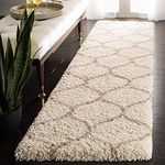 Rufruf Super Soft Indoor Modern Shag Area Silky Smooth Fur Carpets Fluffy Carpets Anti-Skid Shaggy Area Rug Dining Room Home Bedroom Carpet Floor Runner 2- Feet by 6- Feet (Ivory|Beige)