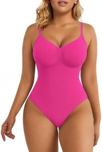 SHAPERX Women's Shapewear Bodysuit Tummy Control Body Shaper Seamless Sculpting Snatched Waist Body Suit,SZ5215-Rose Red-S/M