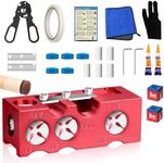 11-in-1 Aluminum Alloy Pool Cue Tip Shaper, Pool cue tips replacement kit, Billiards accessories tool, pool stick tips, pool table accessories for Replacement and Shaping Cue Tips (Blue) (red)