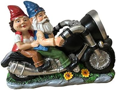CT DISCOUNT STORE Biker Garden Gnomes Couple On Motorcycle - Outdoor Cute Figurine Motorcycle Statues, Garden Gnome Outdoor, Biker Couple in Love, Make Your Home and Garden More Fun, Great Gift