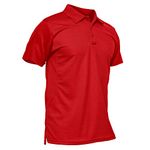 KEFITEVD Mens Golf Shirts Short Sleeve Polyester Work Shirts Casual Stylish Breathable Knitted Polo Shirts Tomato Red 2XL